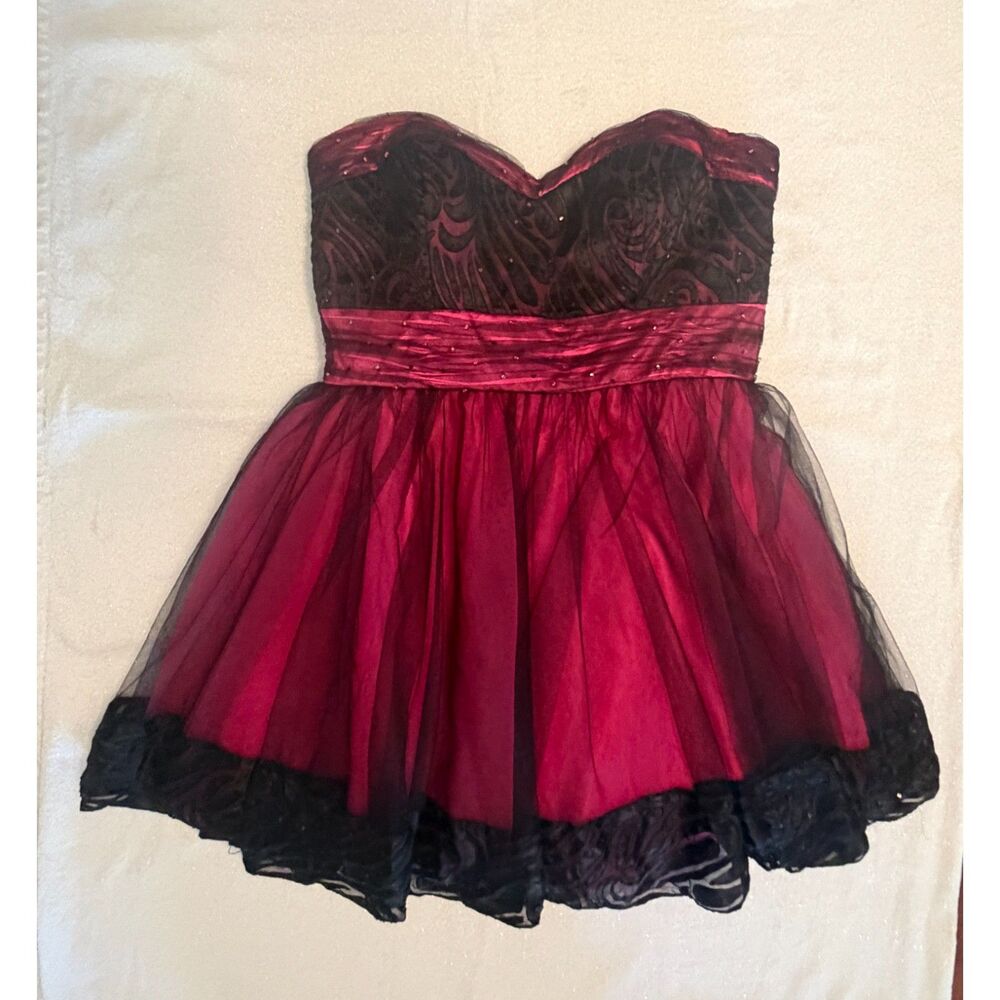 Hot Pink and Black Morilee by Madeline Gardner cocktail dress. Size 16